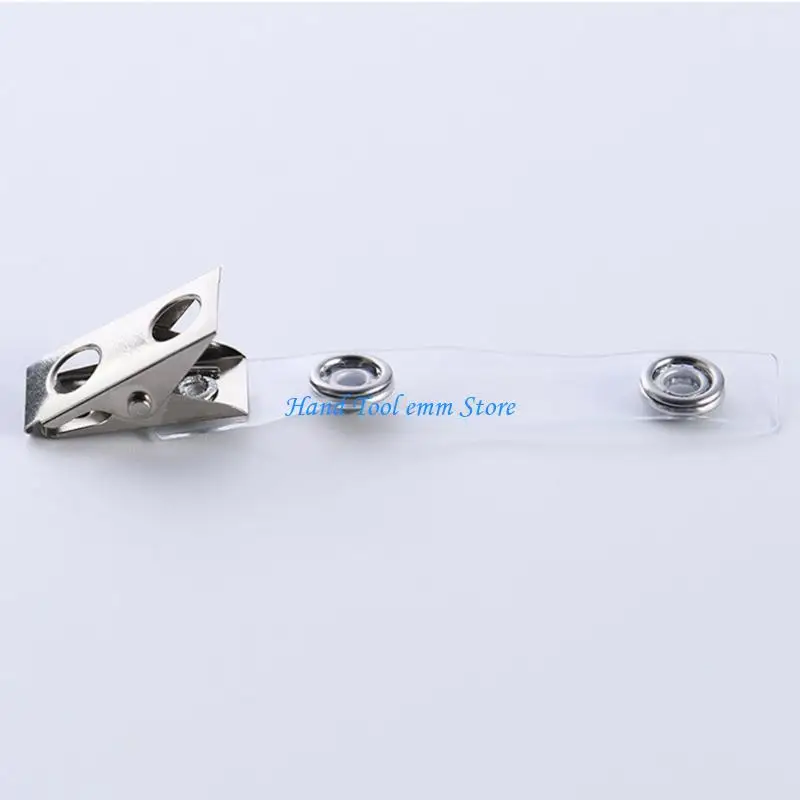 H37F 50Pcs Professional Grade Metal Badge Clips Clear PVC for Secure Card Holding