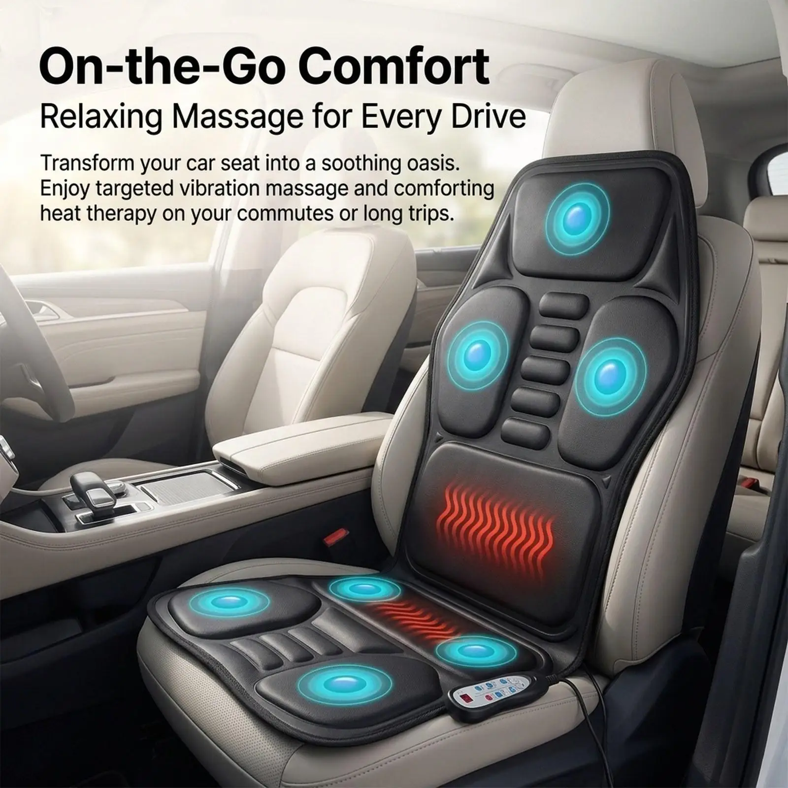 Massage Chair Pad PU Leather Heated Car Seat Cushion with Vibration Timer for Vehicle Sofa Office Use