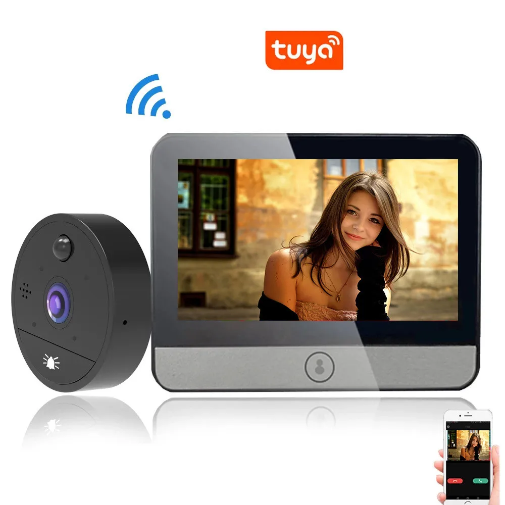 Tuya APP 4.3 Inch 2MP 1080P Wireless WiFi Doorbell with IR Night Vision And Motion Detection Video Door Phone Visual Door Viewer
