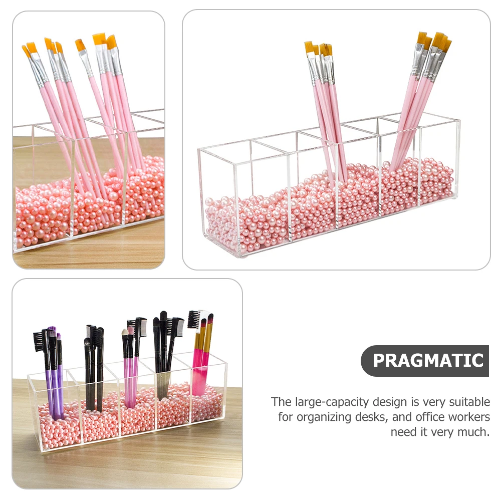 Large Acrylic Desktop Organizer Multi Function Storage Box for Makeup Brushes Pens Stationery Tools Home Office Vanity