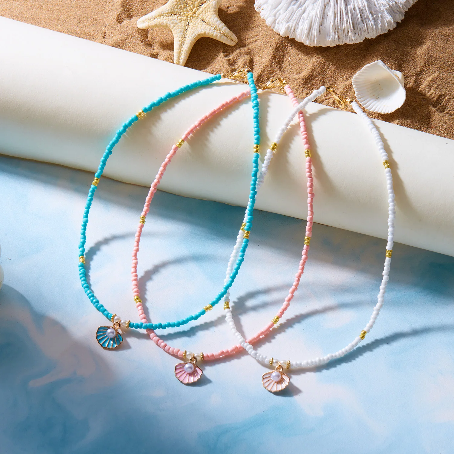 البوهيمي متعدد الألوان الأرز الخرز قلادة للنساء الفتيات اليدوية ستراند مطرز المختنق سلسلة عنق قصيرة مجوهرات اكسسوارات الحفلات #2