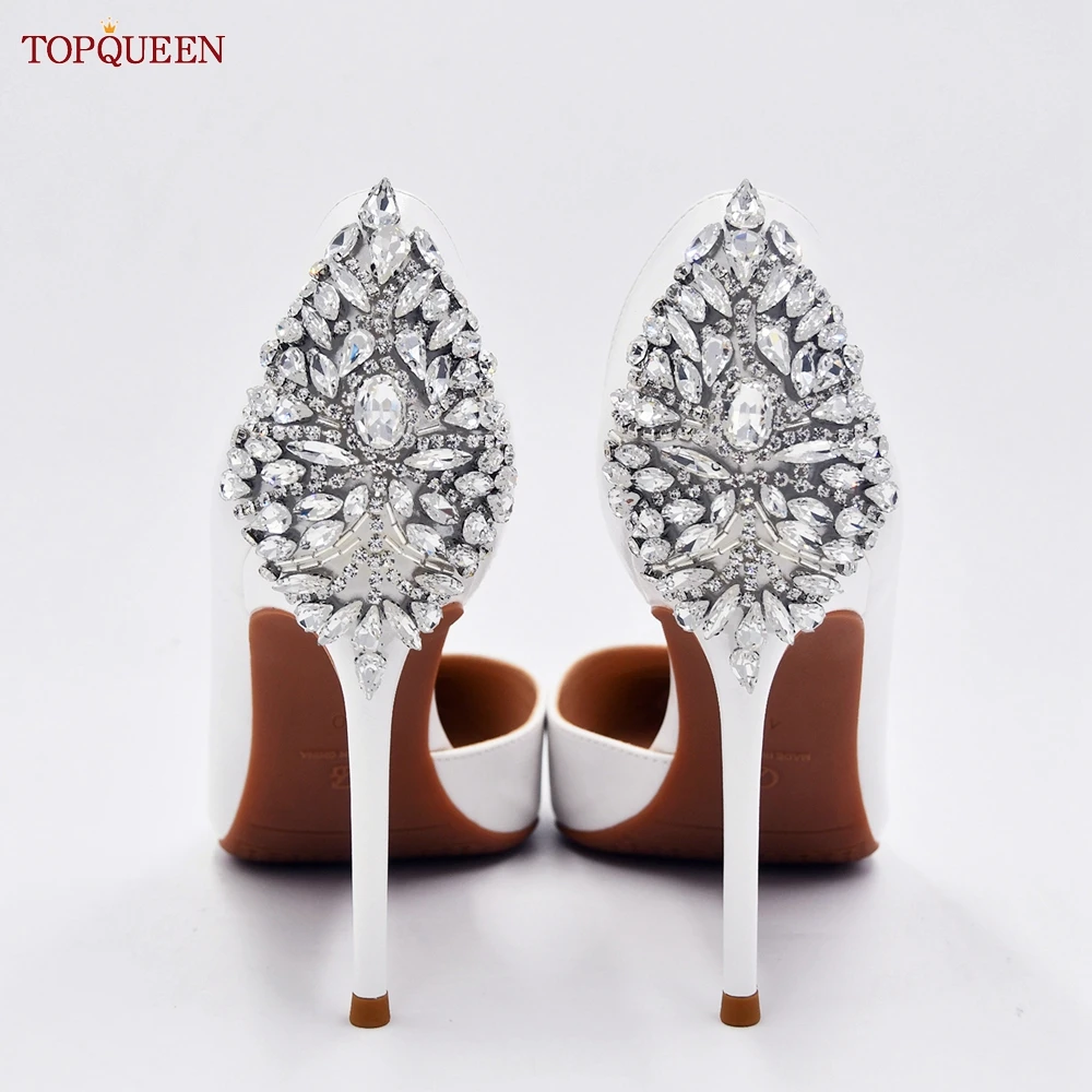 TOPQUEEN-diamantes de imitación brillantes, decoraciones manuales para fiesta nupcial, tacones altos, zapatos, ropa, sombreros, bolsas, accesorios