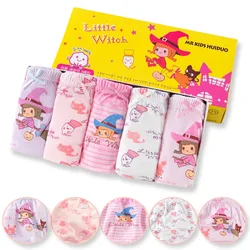 5 Pcs/BOX Comfortable Girls Undewears Briefs Lovely Sorceress Cartoon Children's Underwear Pure Cotton Kids Panties For Girls