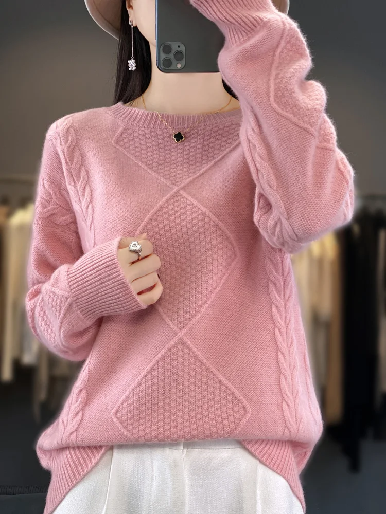 

Addonee женский свитер осень-зима пуловер с круглым вырезом и цветочным принтом свитер из 100% мериносовой шерсти плотный женский кашемировый трикотаж топы