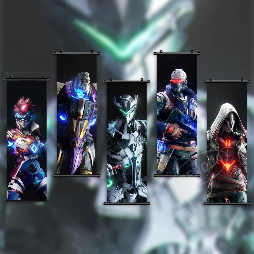 

Canvas Overwatch Home Decor Shimada Genji Pictures Print Poster Reaper Wall Art Scroll Game Hanging Painting Bedside Background