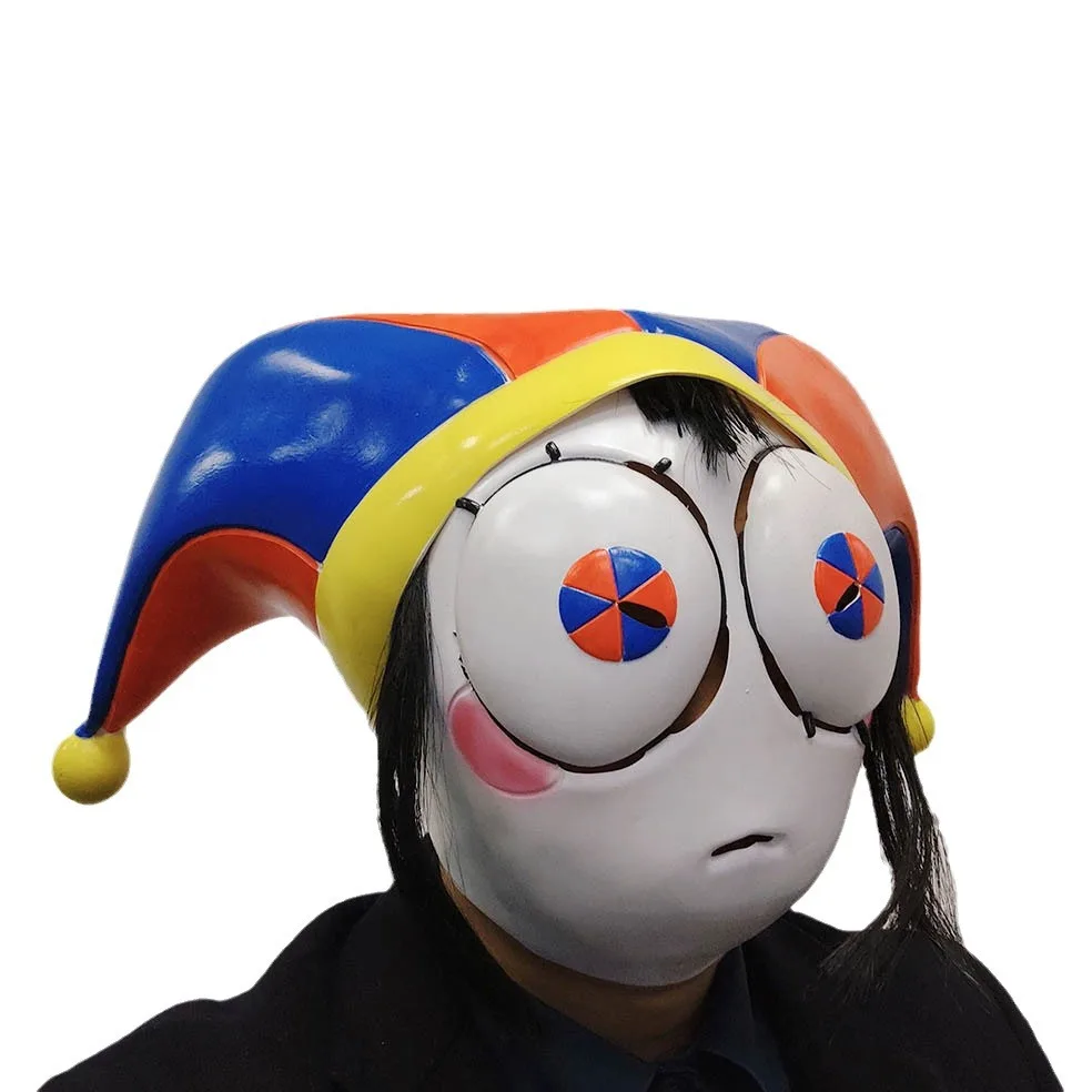 Bunter Clownhut Vollgesichtsmaske mit Großem Augendesign Latexmaske Halloween Cosplay Maskerade Karneval Kostümparty Requisit – Detail 4