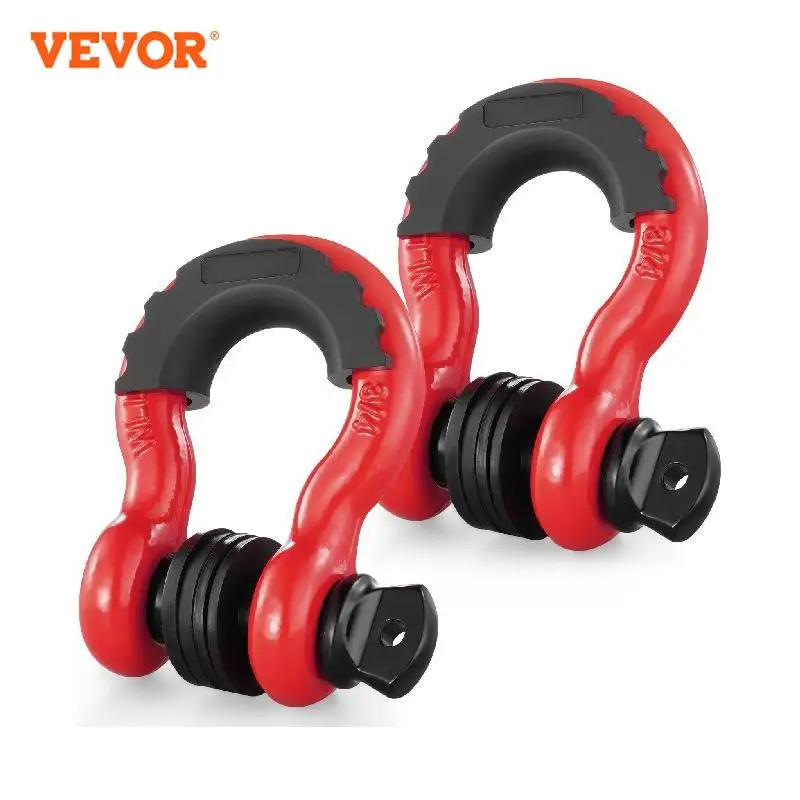 

VEVOR 2Pcs 3/4" D-Ring Shackle 62832lbs Break Strength Bow Shackles with Isolator & Washers for Jeep Off-Road Vehicle Recovery