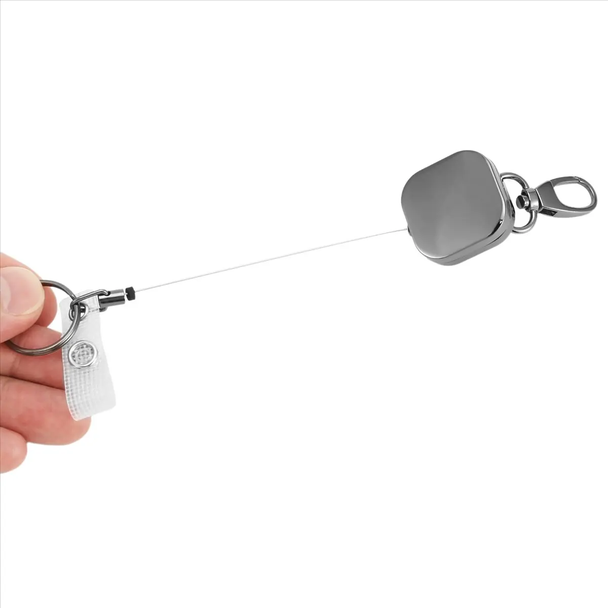 &A90P& Heavy Duty Metal Retractable Carabiner Keychain Belt Badge Reels Clip 28.3Inch Reinforced Steel Wire Cord