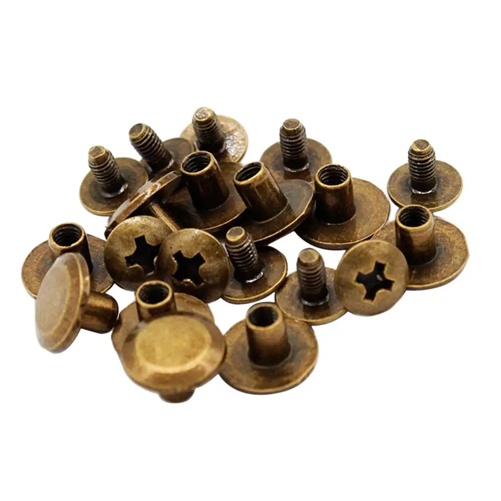 10 Pieces Metal Rivets for Book Handbag Belt DIY Craft Bronze 10x5mm