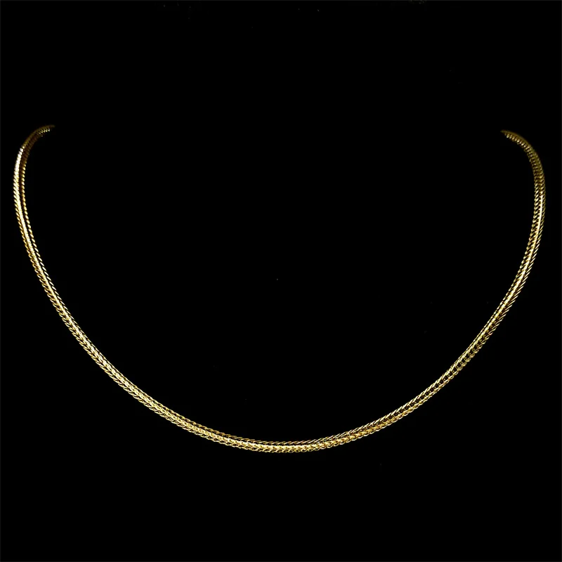 Stainless Steel Hiphop Fox Tail Chopin Chain Necklace for Women Men Gold Color Y2K Twist Foxtail Link Choker Neck Jewelry collar