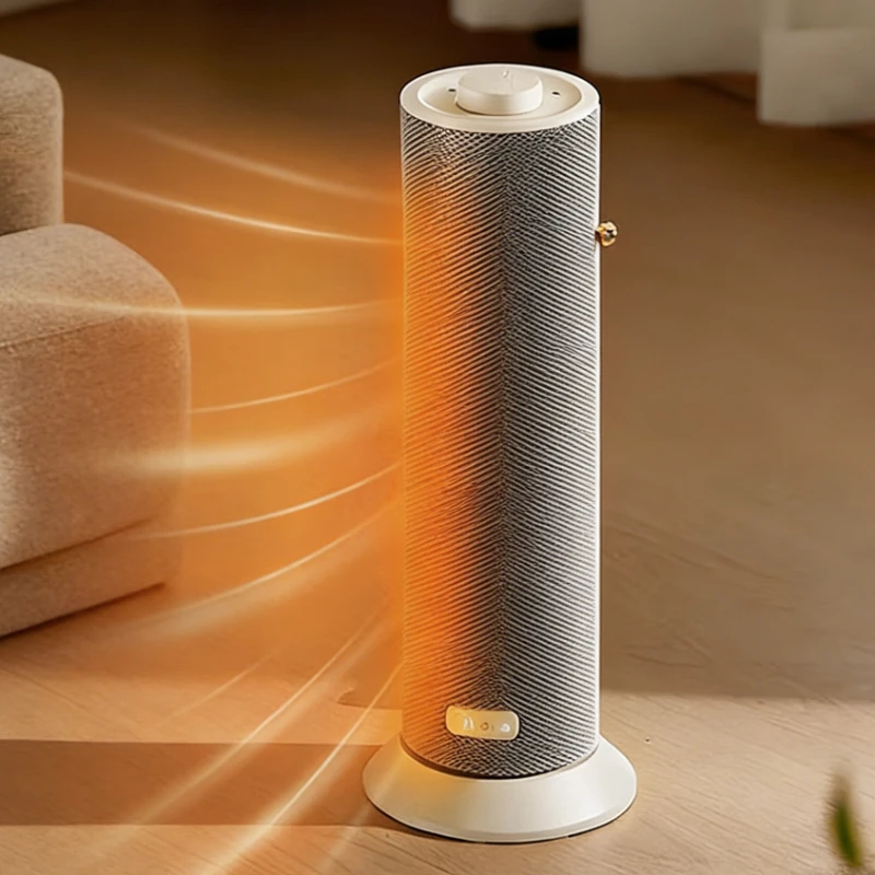 Midea fan heater, household electric heater, fast heating, large area coverage, vertical design with oscillating function.