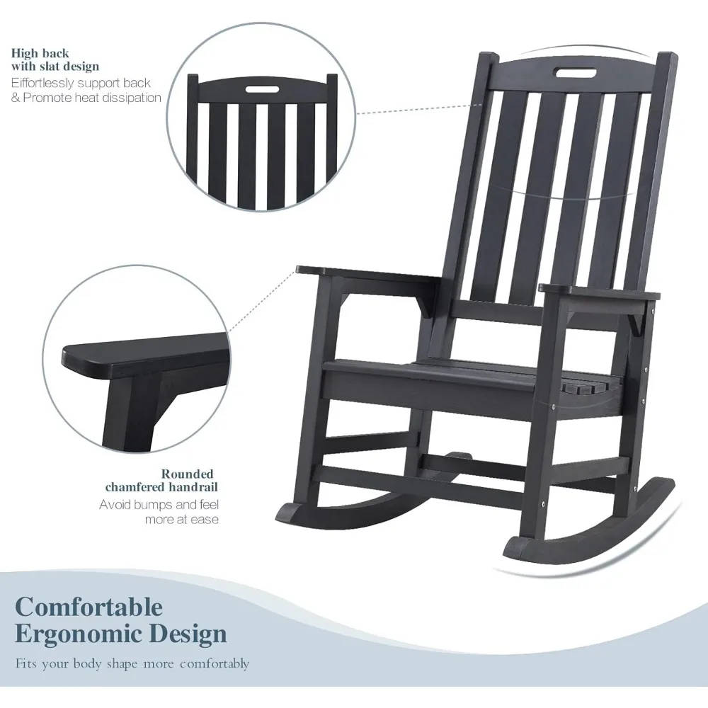 Oversized Outdoor Rocking Chair Set of 2,Porch Rocker with 21