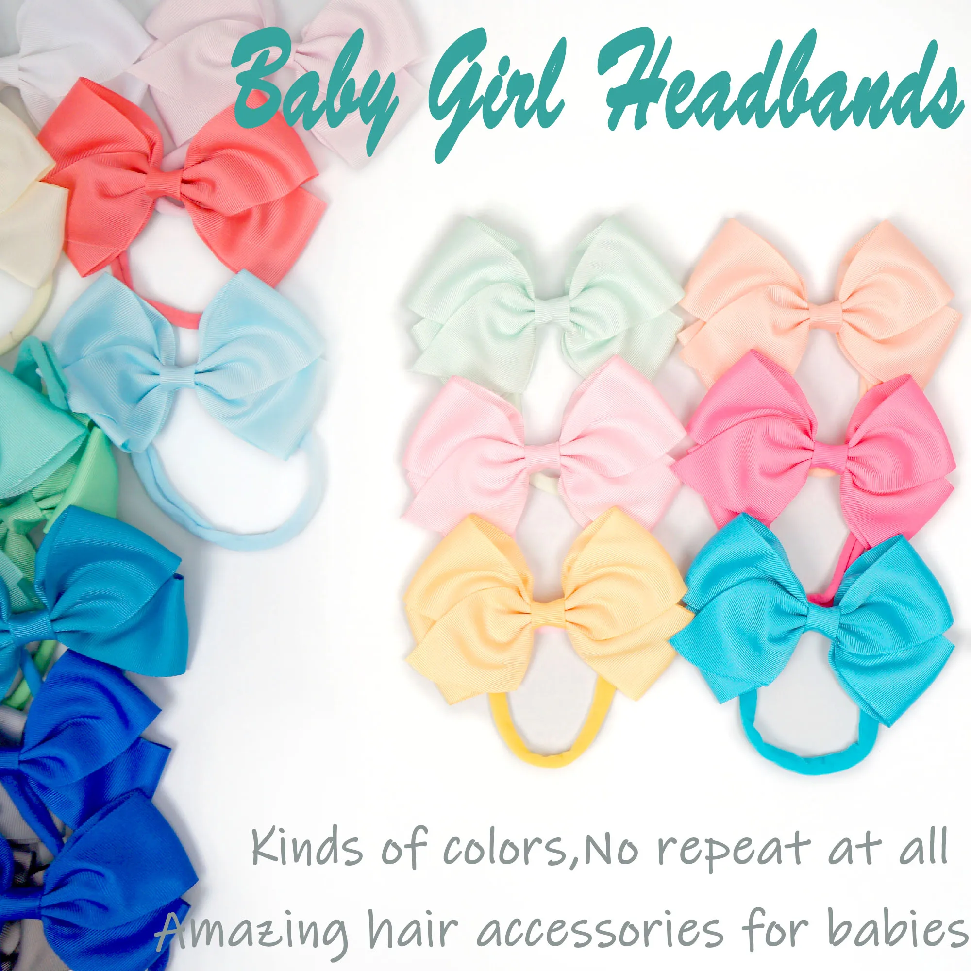 8PCS  5 Inch Baby Hair Bows Headband Nylon Head Band for Children Kids Girls Soft Newborn Infant Toddler Hair Accessories Gifts