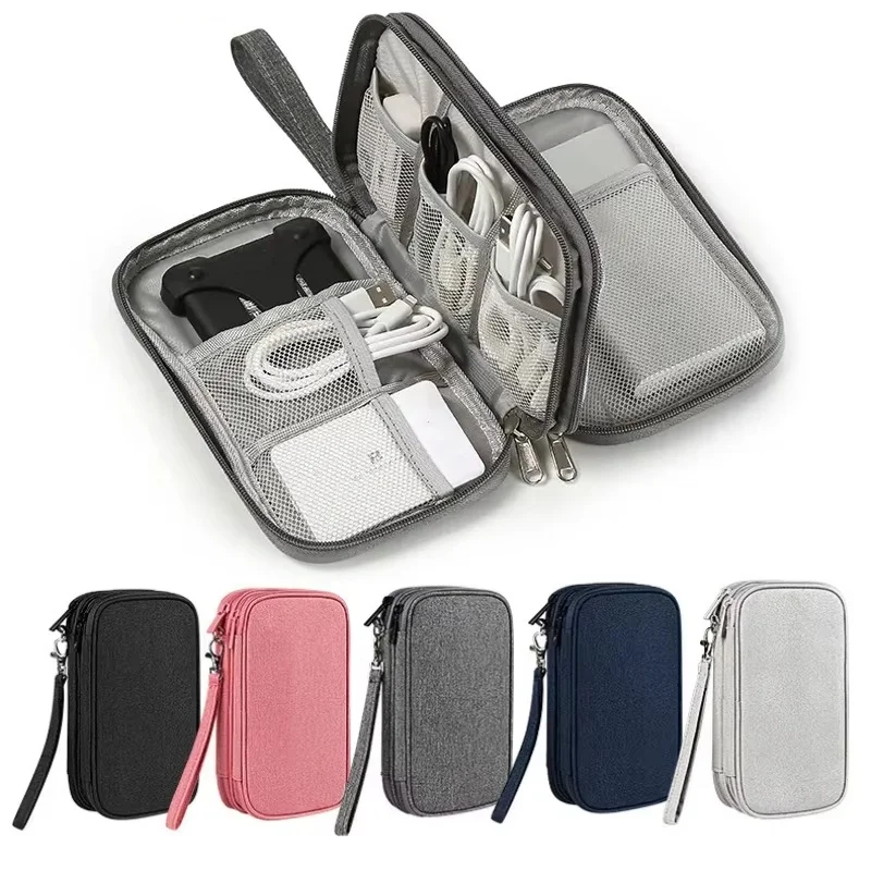 Travel Organizer Bag Electronics Accessories Portable Waterproof Double Layers Cable Storage Bag For Cable Hard Disk Power Bank