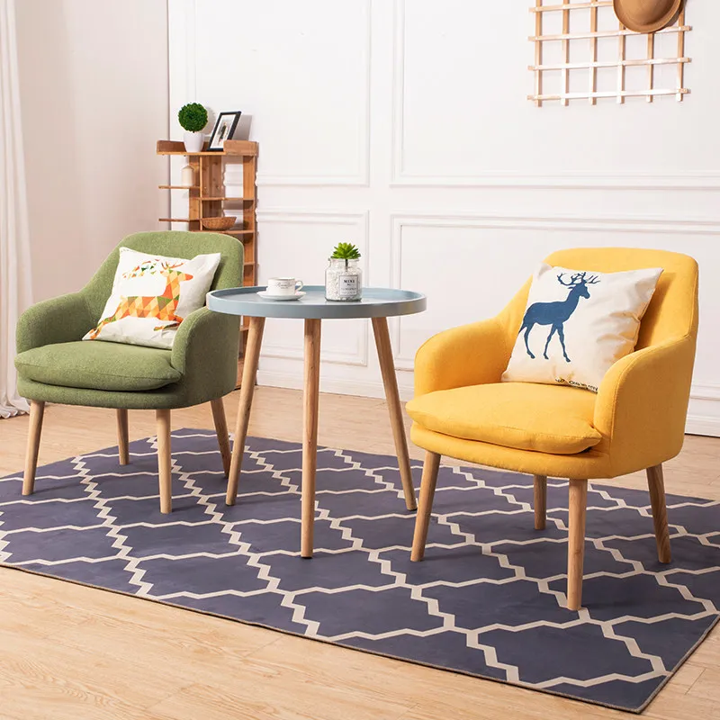 Balcony small fresh single fabric sofa chair living room bedroom table and chair combination three-piece set