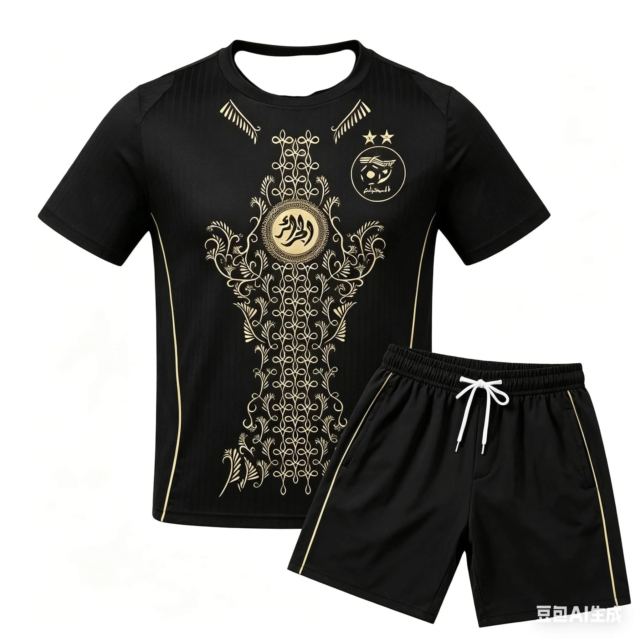 

2026 Algeria Team Away Jersey for Men's Fashionable Top T-shirt Set with A Fusion of Green Background Beachwear Beach Tshirt Set