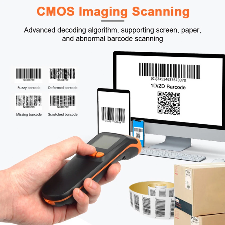 Imagem -03 - Mini Bolso Barcode Scanner Usb com Fio Bluetooth 2.4g sem Fio 1d 2d qr Pdf417 Código de Barras para Ipad Iphone Android Tablets pc Mbs08d