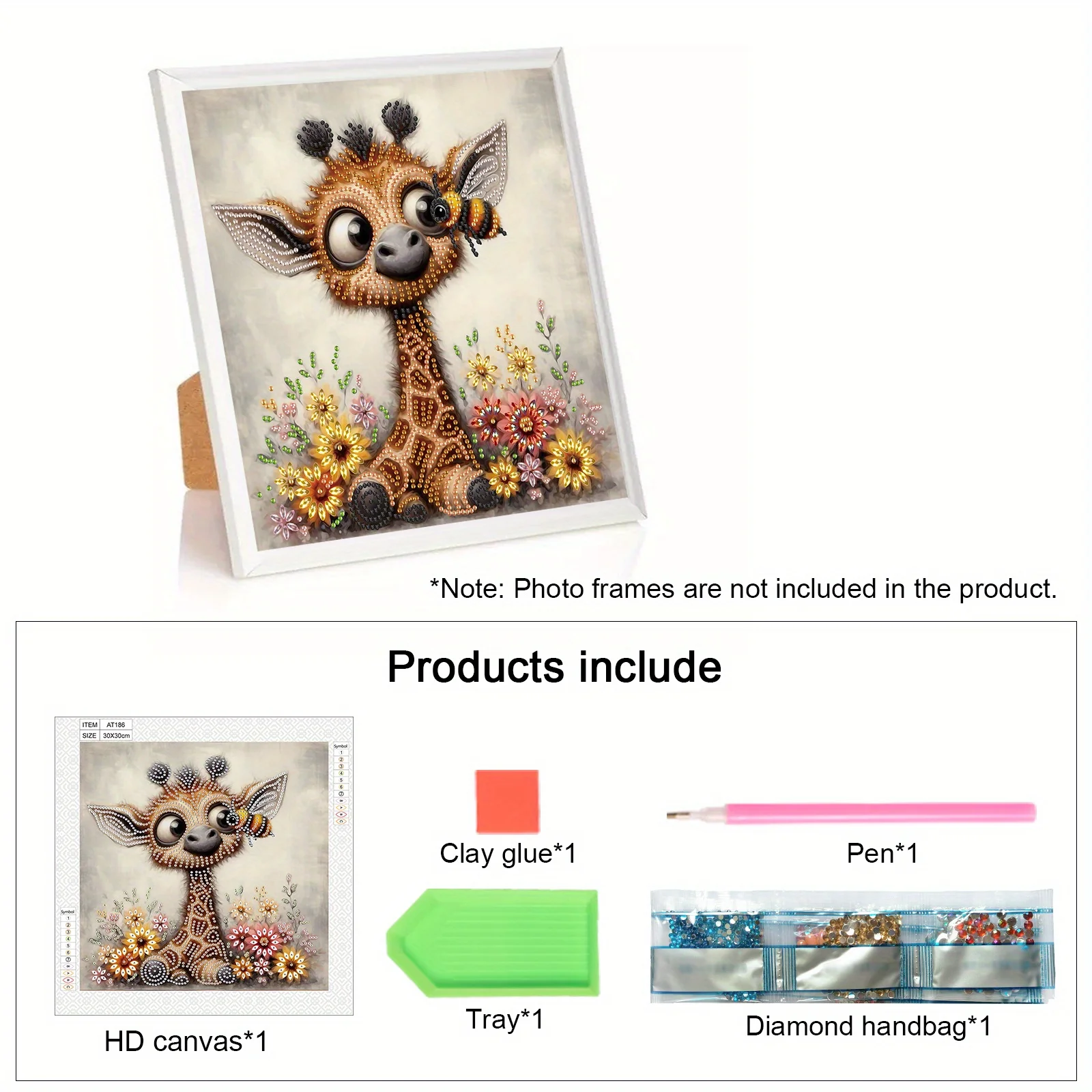 DIY Giraffes and bees 5D Special Shape Diamond Art Kits for Beginners,Diamond Art Painting Kits for Home Wall Decoration Gift
