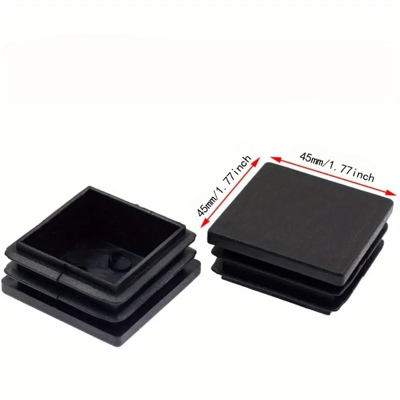 20pcs Plastic Square Table Feet Cap 45mm Black Tubing Insert Plugs Hole Cover Chair Anti Slip Feet Protector Pads Home Decor