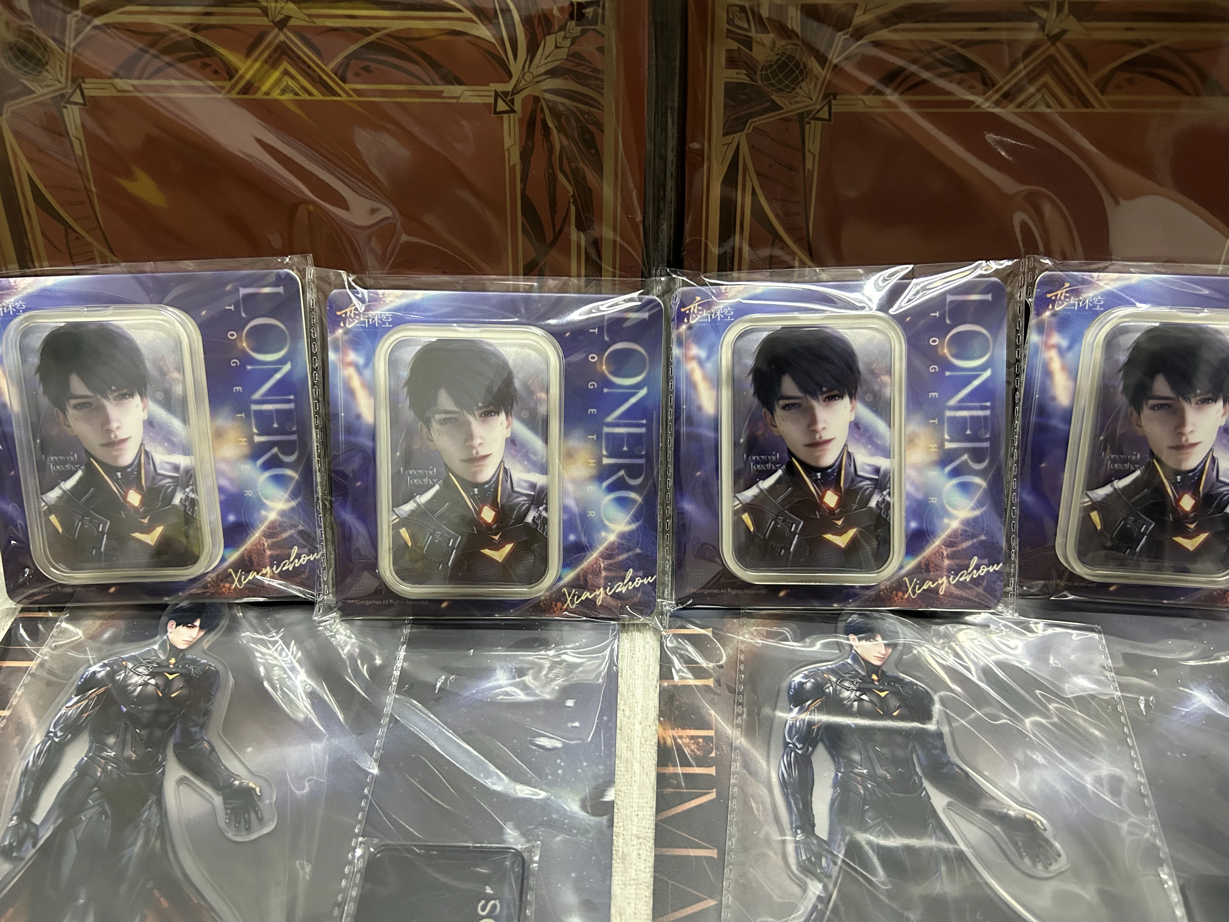 In Stock Official Game Love and Deepspace Caleb Square Tinplate Badge Brooch Ornament Doll Accessories Ultimate X-02 Series Anim