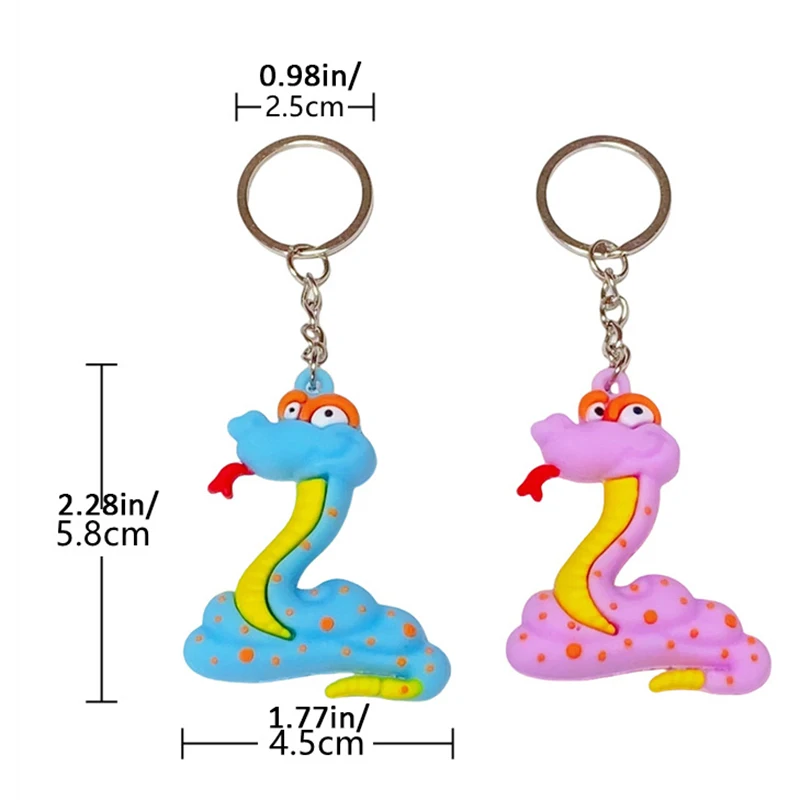 Cute Cartoon Snake Pendant Keychain Boa Constrictor Zodiac Snake Year Stylish Lucky Charms Backpack Car Ornament Key Ring