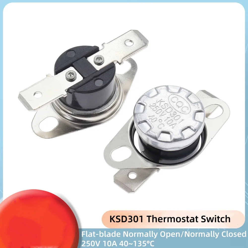 1pcs Normally Open Normally Closed KSD301 10A 250V Thermal Switch Thermostat Sensor 40/50/60/65℃