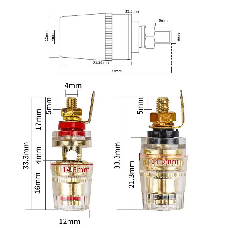 Imagem -05 - Banana Soquete Fio Binding Post Cobre Plug Amplificador de Potência Speaker Terminal Cristal Cabo Adaptador Jack Conector mm 10 Pcs