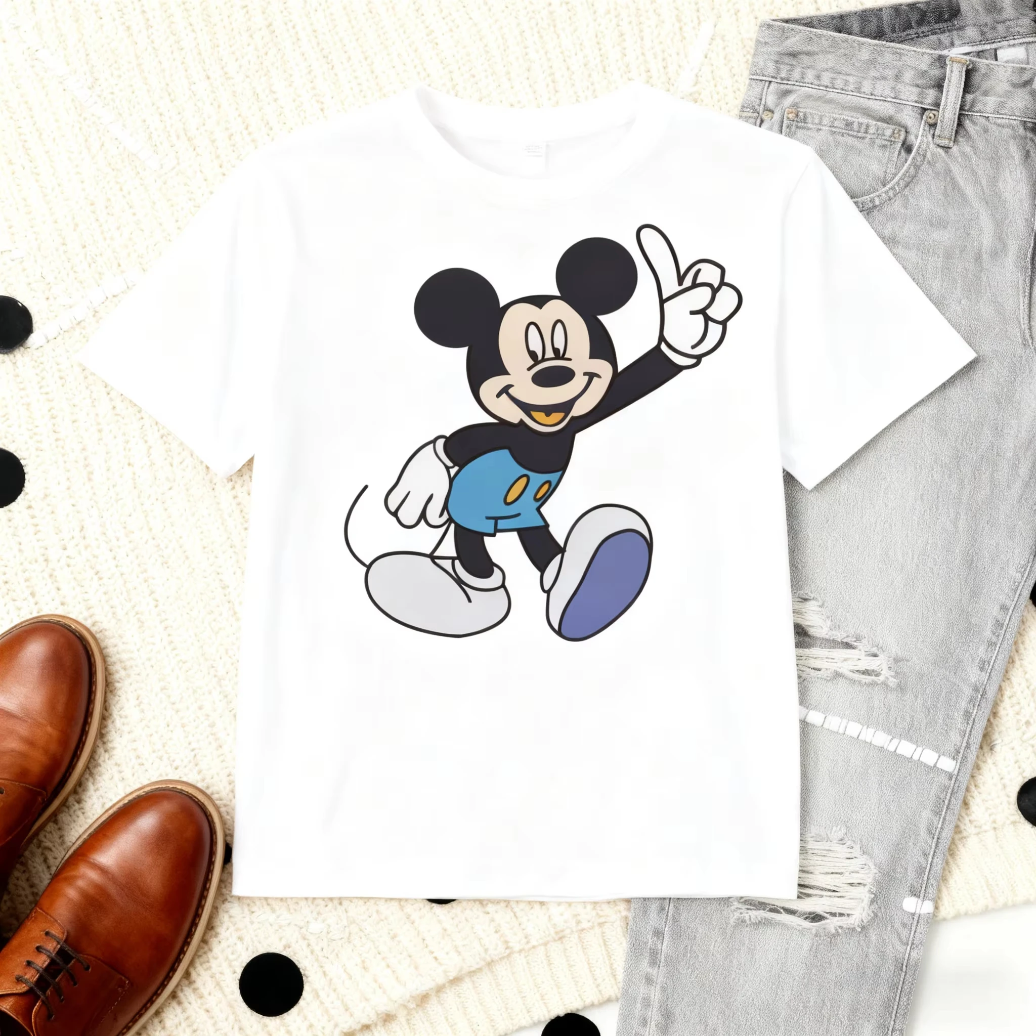 

Детская одежда Disney, футболка с короткими рукавами, свободная и дышащая футболка серии «Микки» для мужчин и женщин