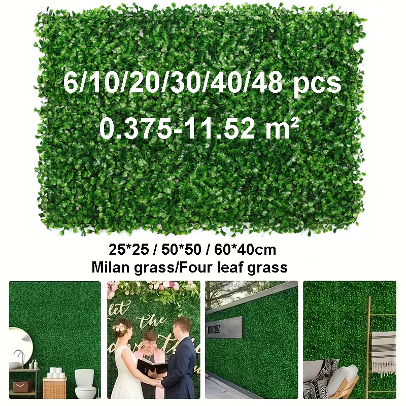 6/10/20/30/40/48pcs Artificial Plant Wall Panel 0.375-11.5m² Green Fake Plants Decoration Garden Yard Privacy UV Protected Hedge