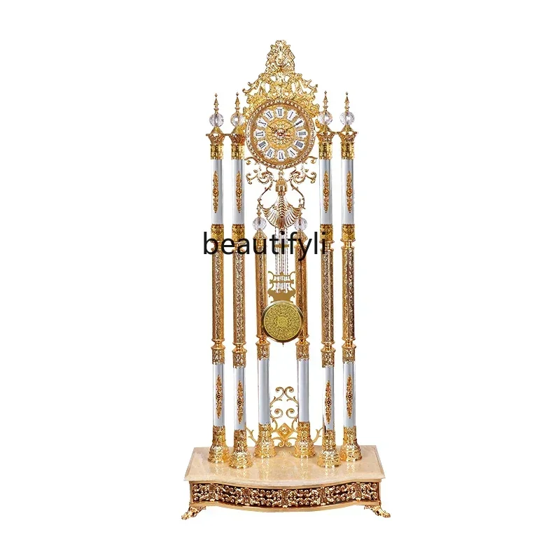 cc182R Living Room Floor Clock European Standing Clock Golden Crystal Floor Clock, Living Room Luxury Villa R