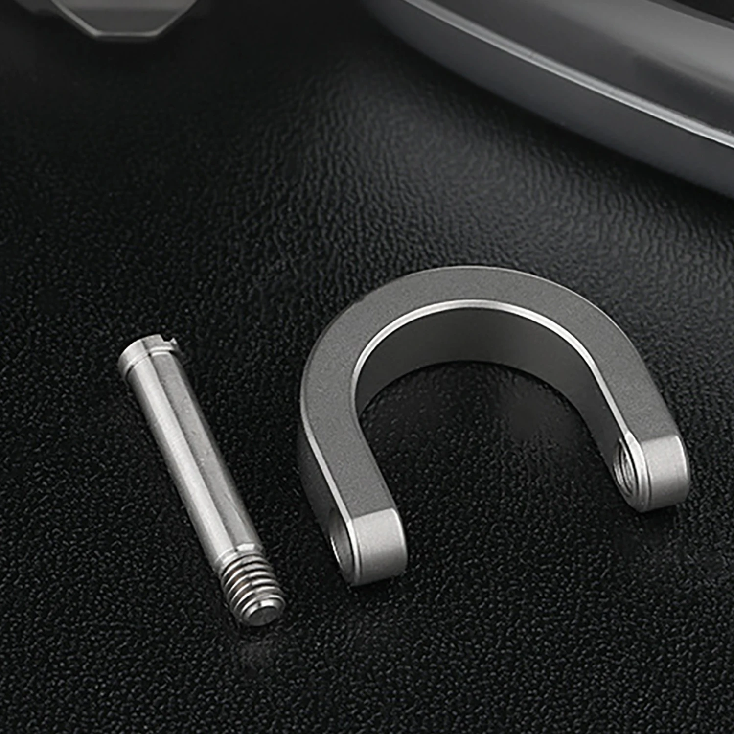 Gray Blue CNC made Super fine Simple TC4 Ti Solid titanium D Shackle joint link connector DIY EDC keychains Key ring FOB lanyard image 2