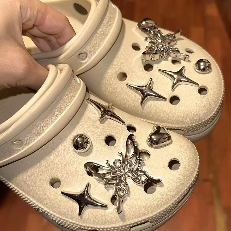 1 قطعة INS فراشة القلب انفصال الأحذية سلسلة أبازيم الأحذية ديكور قماش مجلس إكسسوارات أحذية الأحذية الإبداعية خمر مجوهرات #4