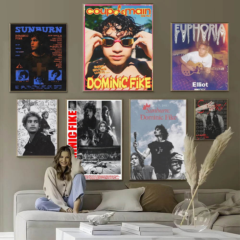 Pop Singer Dominic Fike S Movie Sticky Posters Fancy Wall Sticker For Living Room Bar Decoration Vintage Decorative Painting