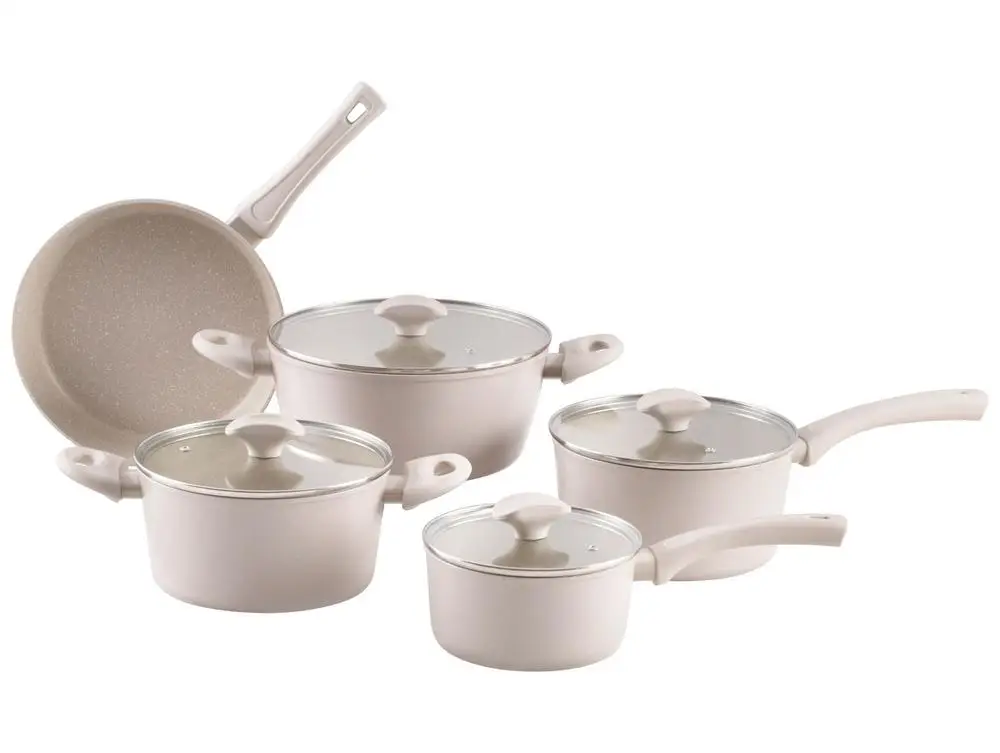 Jogo de Panelas Brinox de Alumínio Creme Mousse 5 Peças Optima