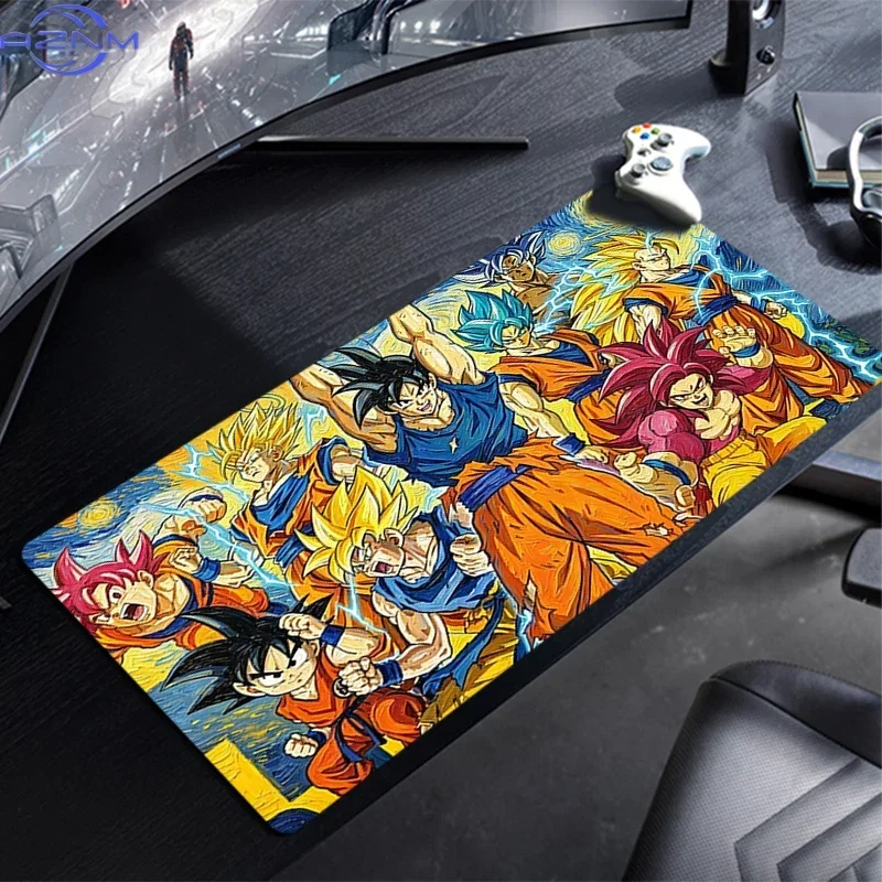 Starry Swirl Oil Painting Art Anime Fighter In Orange Costume Mouse Pad, Rubber Non Slip Backing, Smooth Surface Gaming Desk Mat