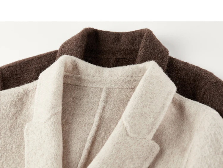SENTUBILA Damen-Wollmäntel 2026 Winter, locker geschnittene, doppelseitige Jacken mit spitzem Revers, zweireihige Damen-Übermäntel W54OA8769 – Detail 35