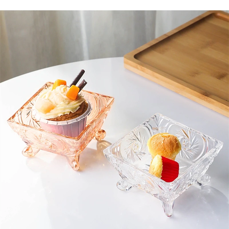 Glass Home Fruit Platter Wedding Party Decoration Nut Candy Snack Plate European Style Afternoon Tea Dip Pickles