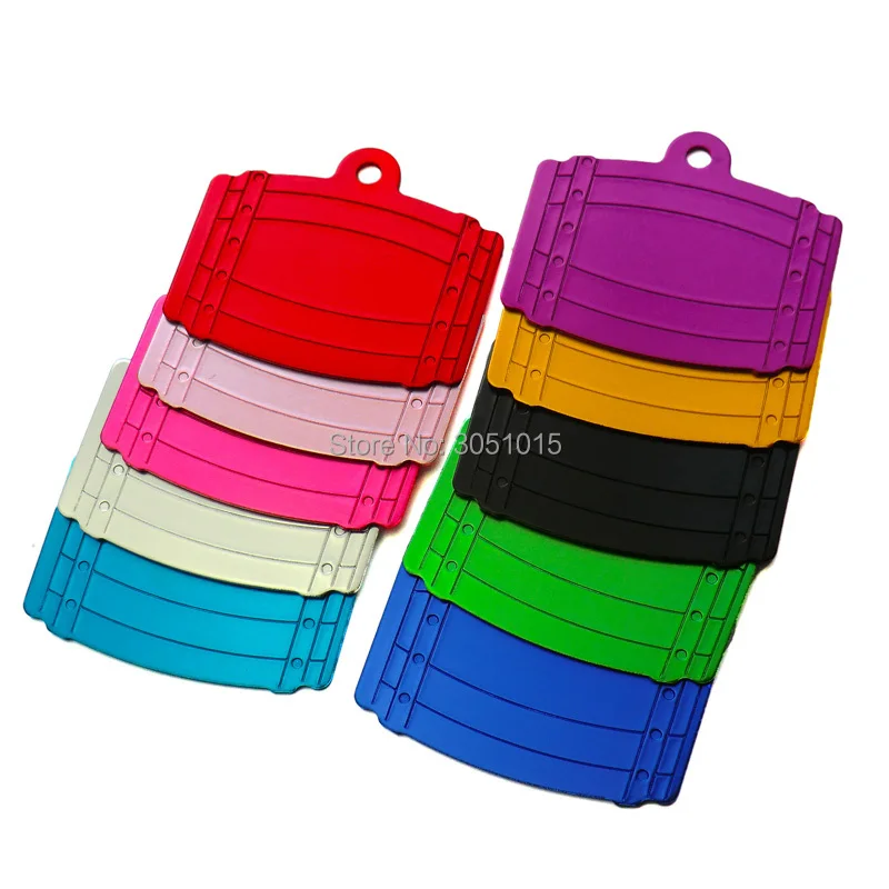 

Wholesale 100Pcs Big Pail Anodize Aluminum For Dog Name Tag Double Sided Custom Engraved Pet ID Tag Customized Custom Engraved