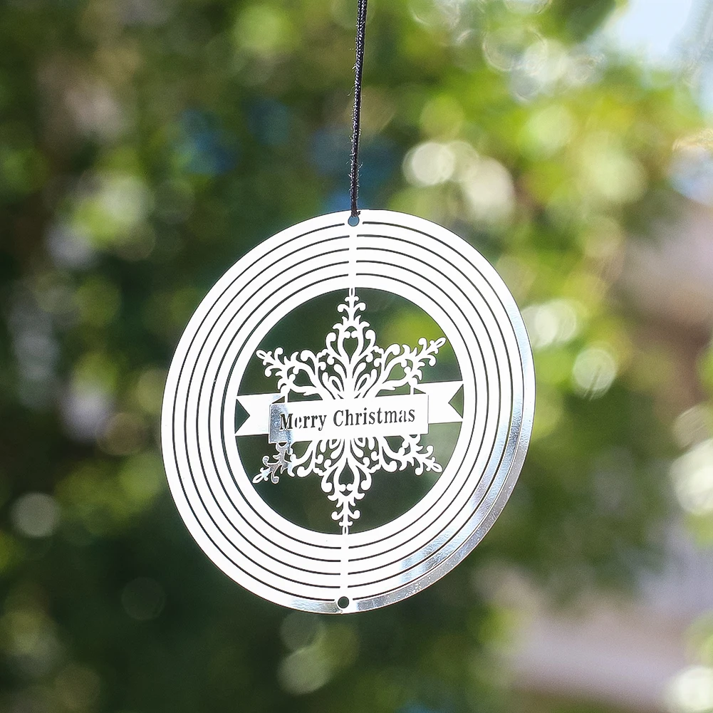 3D Metal Snowflake Wind Chime Ornament Multi-Layer Ring Christmas Tree Hanging Decoration Holiday Atmosphere Decorative Plate