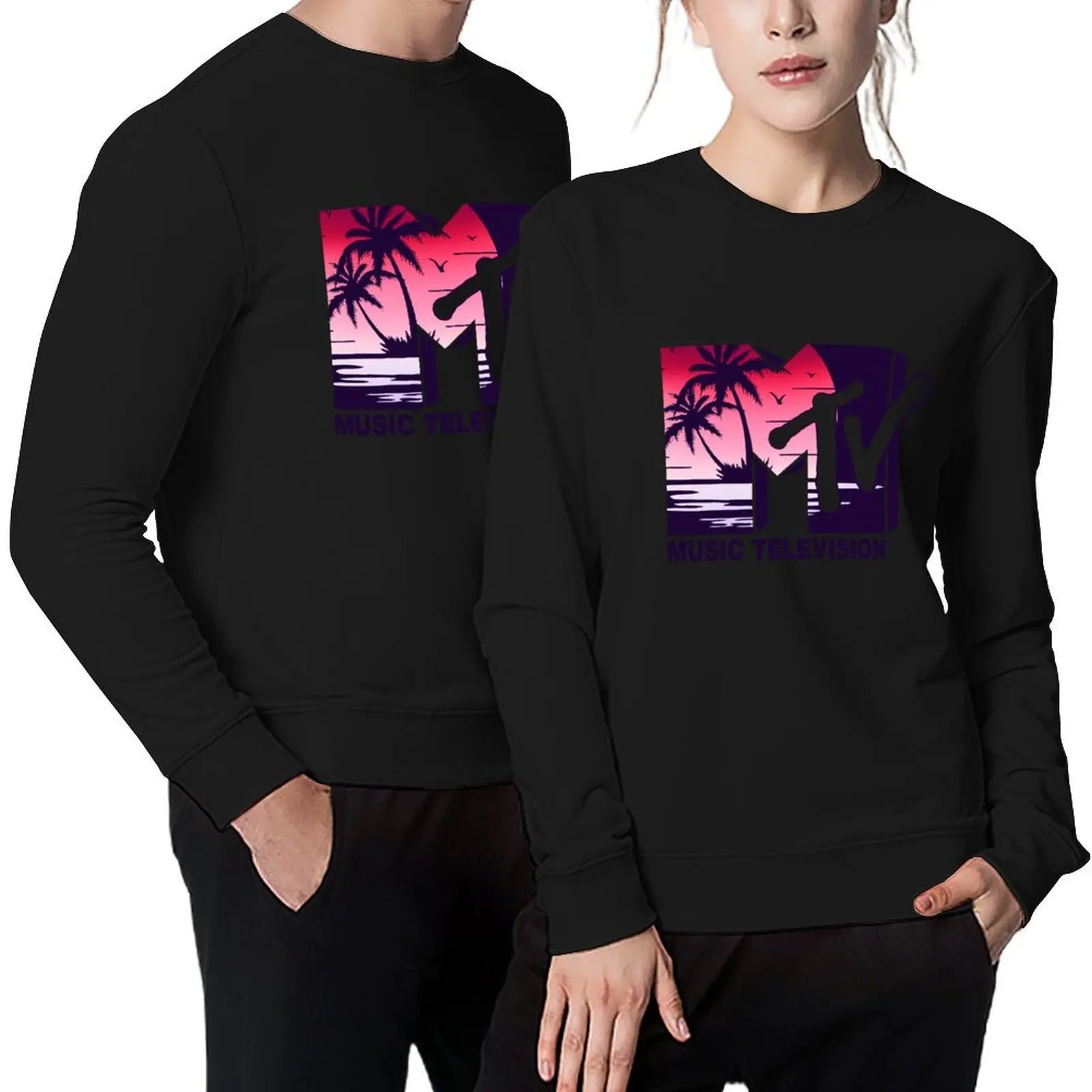 

MTV Music Television Sunset Beach Logo Fill Pullover clothes for men men's clothing autumn clothes sports sweatshirt man