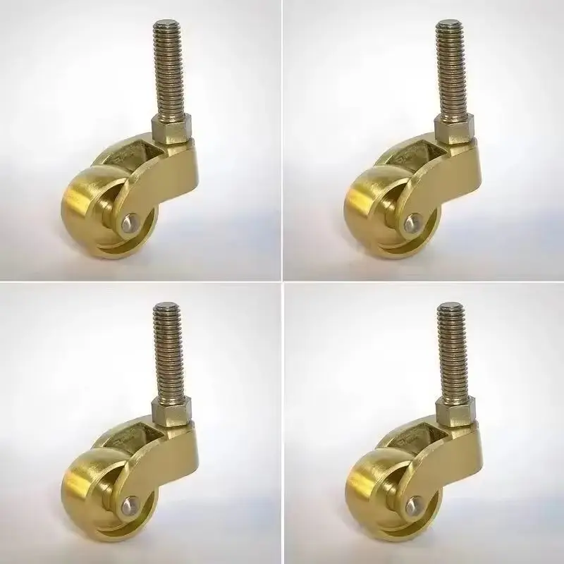4PCS Brass Furniture Castors Tea Table Chair Sofa Bar Cabinet Leg Feet Wheels Casters Universal Swivel Furniture Rollers Runners