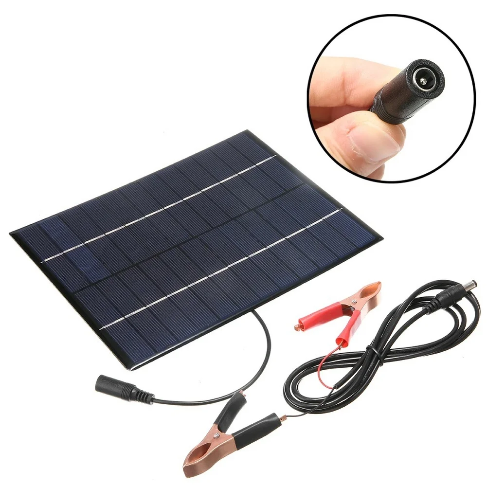 5.2W 12V Polycrystalline Solar Panel With For Alligator Clips Compatible With Car For Rv Boat Battery Charger Maintenance Travel