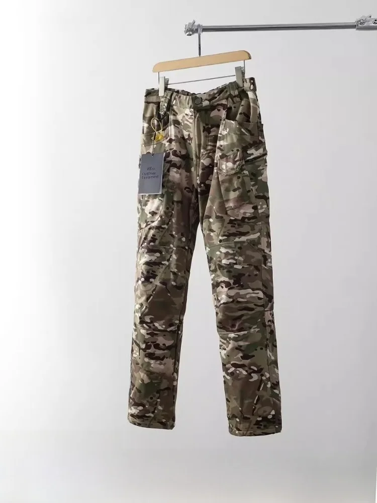 

Tactical Camouflage Fce Lined Soft ell Outdoor Men's Casual Pants Winter Warm Straight Leg Trousers Casual Cargo Pants