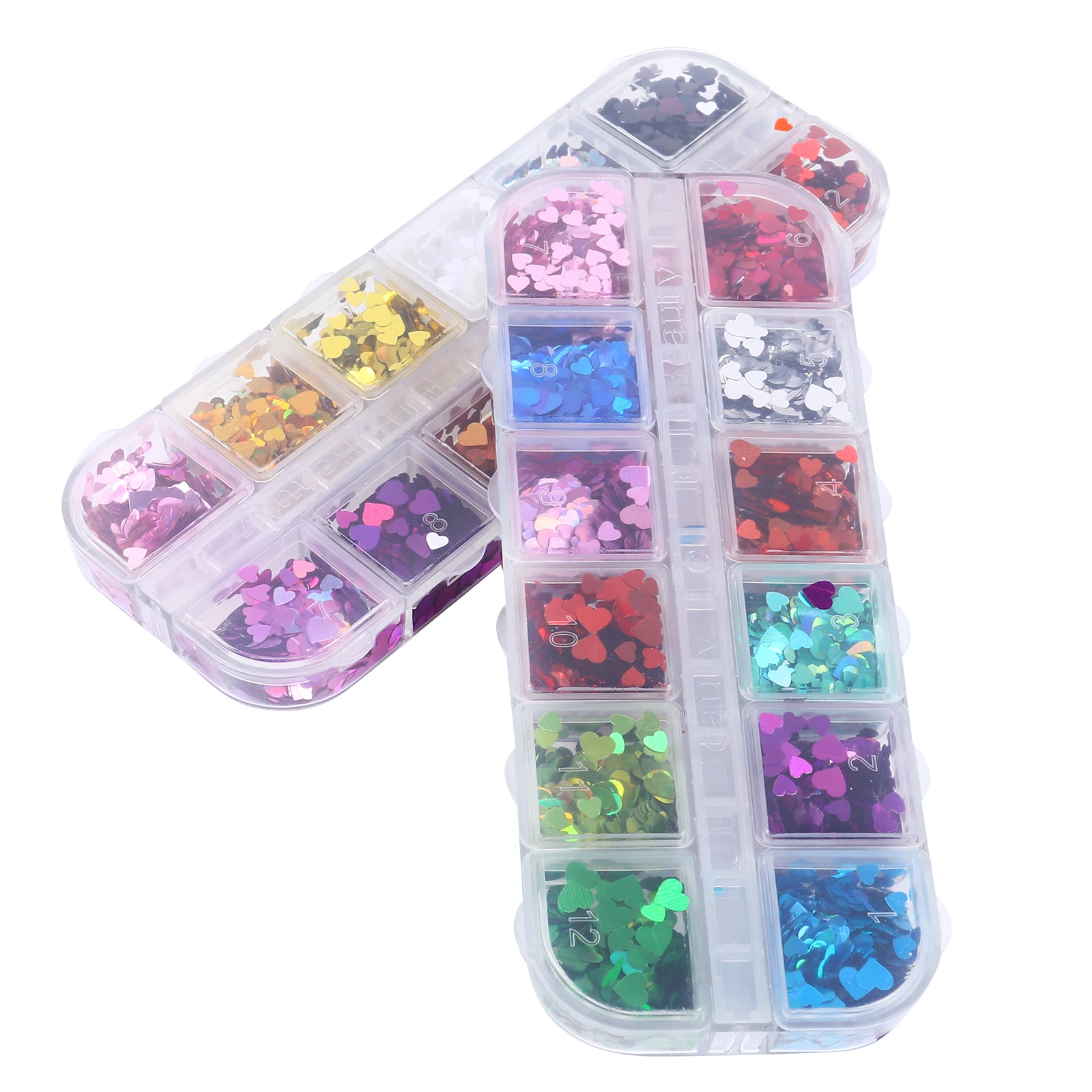 

Heart Shaped Nail Art Sequins 2 Boxes Love Stickers Manicure Sparkle Glitter Decoration Craft Projects Nail Supplies