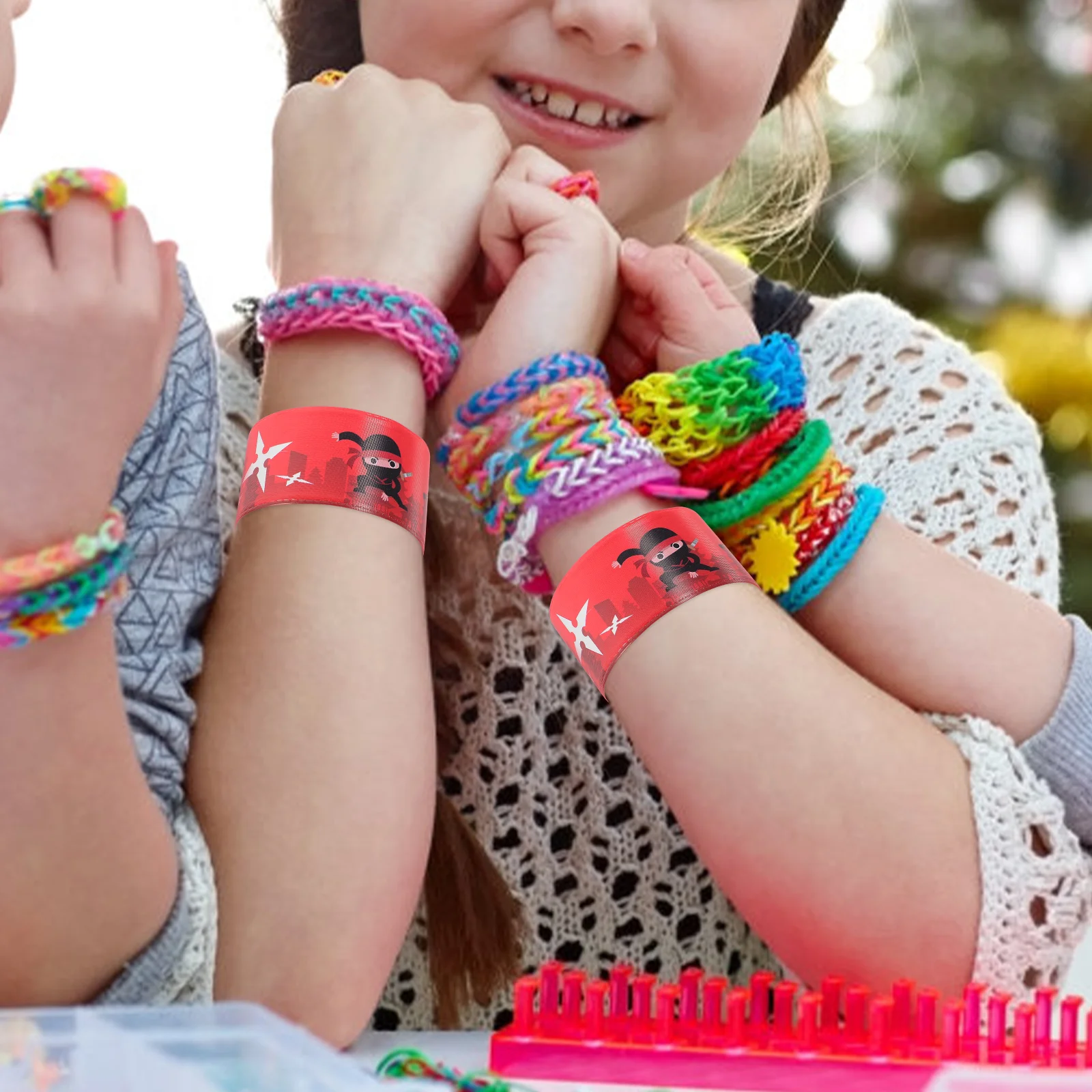 12pçs pulseiras ninjas tapa crianças ninjas fontes de festa decorações pulseira tapa pulseira de pulso