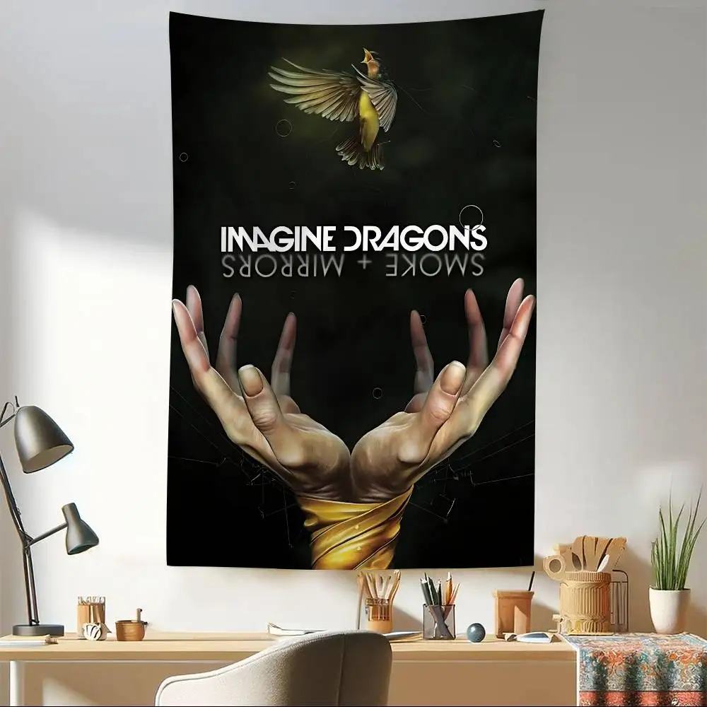 Popular Band I-Imagine D-Dragons Anime Tapestry Hippie Flower Wall Carpets Dorm Decor Cheap Hippie Wall Hanging