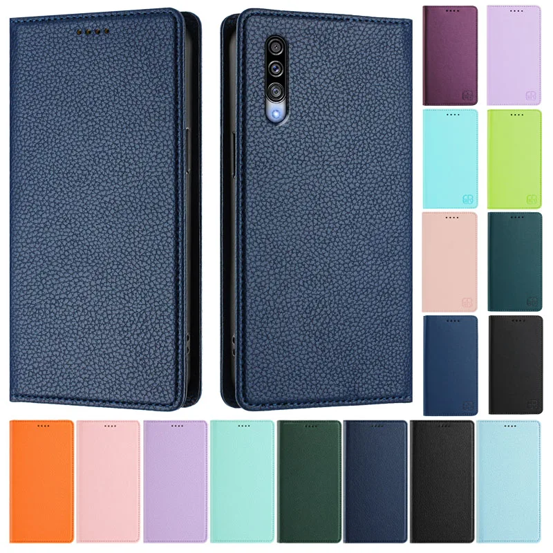 Para Samsung A50 Funda tipo billetera magnética fuerte para Samsung Galaxy A50 SM-A505F Funda Galaxy A50S 6,4 ''funda de teléfono con cepillo antirrobo