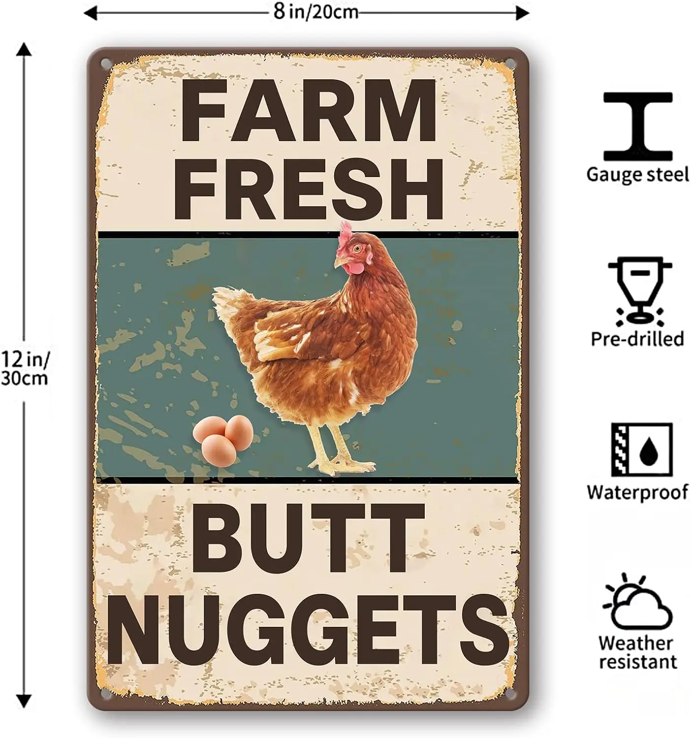 Vintage Metal Tin Sign 8×12 inches Chicken Coop Wall Decor Farm Yard Home Garden Funny Farmhouse Decoration
