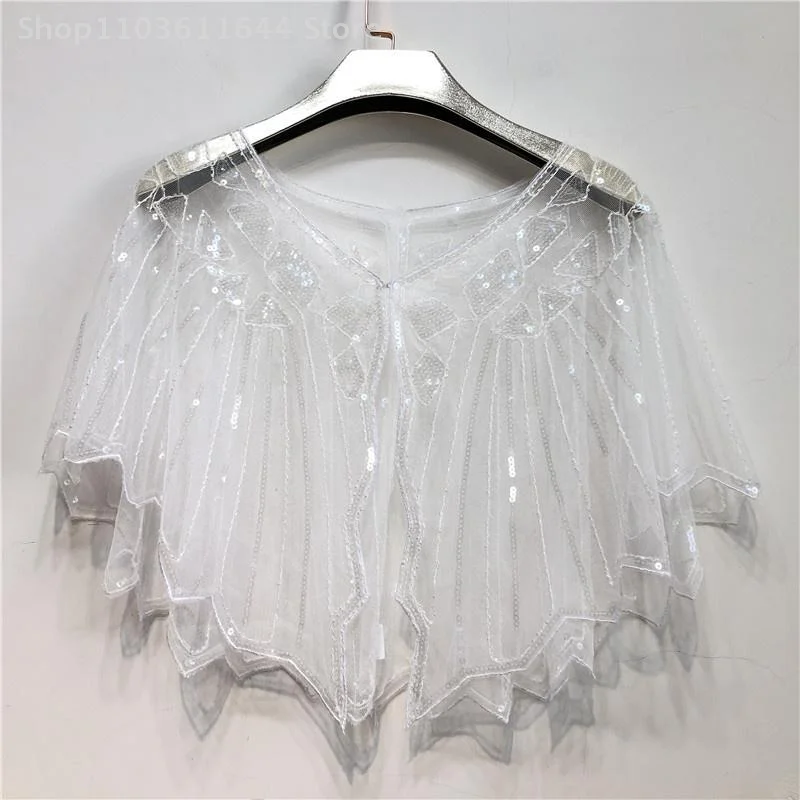 스팽글 코트 판초 여성 스카프 복장 블랙 케이프 숙녀 스카프 파티 겉옷 Shawls Casaco 랩 여성 의류 가운 Mujer