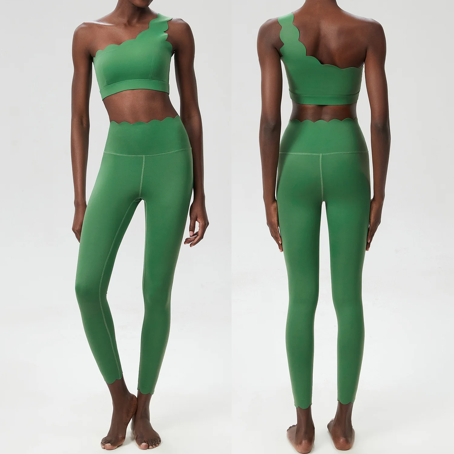 

Women Solid Color Gym Suit Two Pieces Fitness Yoga Set Super Streth Slim Fit Running Sportswear Breathable Workout Clothes